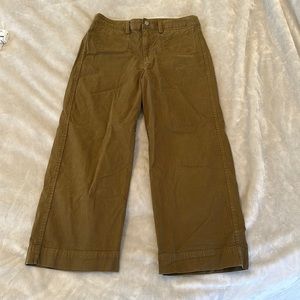 Olive green wide leg cropped chinos